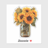 Zonnebloemen in de Sticker Mason Jar (Vel)