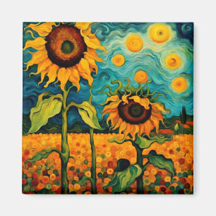 Zonnebloemen in de tuin magneet