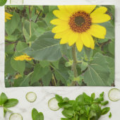 Zonnebloemen in de wind, theedoek (Gevouwen)