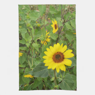 Zonnebloemen in de wind, theedoek