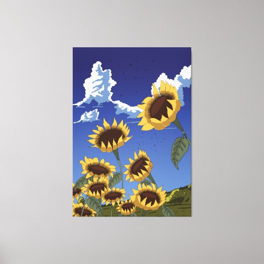 Zonnebloemen in de zomer canvas afdruk (Voorkant)