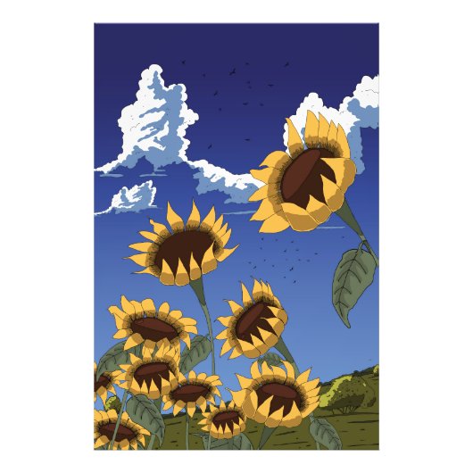 Zonnebloemen in de zomer foto afdruk (Voorkant)