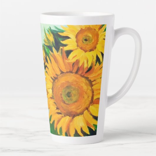 Zonnebloemen in de zomer latte mok (Rechts)