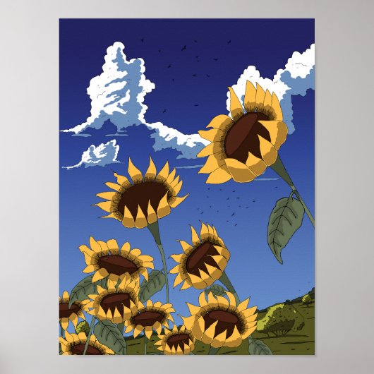 Zonnebloemen in de zomer poster (Voorkant)