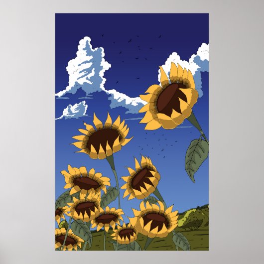 Zonnebloemen in de zomer poster (Voorkant)