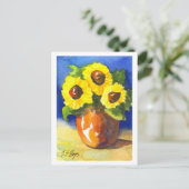 Zonnebloemen in een Clay Pot Briefkaart (Staand voorkant)