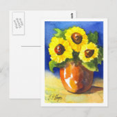 Zonnebloemen in een Clay Pot Briefkaart (Voorkant / Achterkant)