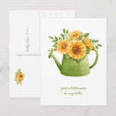Zonnebloemen in een gietkan denken aan jou briefkaart (Voorkant / Achterkant)