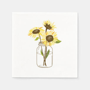 Zonnebloemen in een Mason Jar Paper Napkins Servetten