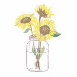 Zonnebloemen in een Mason Jar Staand Fotobeeldje<br><div class="desc">Zonnebloemen in een Mason Jar sculptuur die je met jouw tekst kunt personaliseren</div>