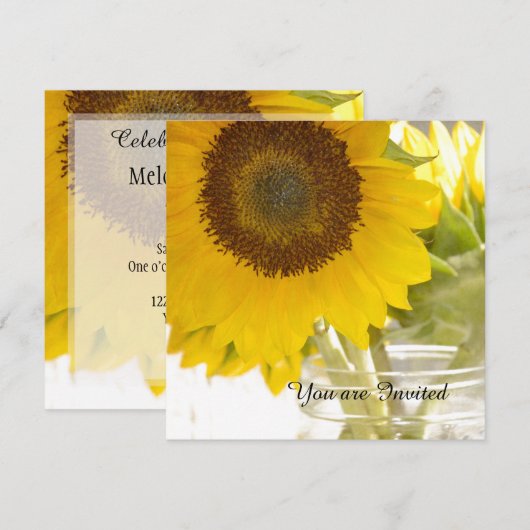 Zonnebloemen in een Mason Jar Verjaardag Kaart (Voorkant / Achterkant)