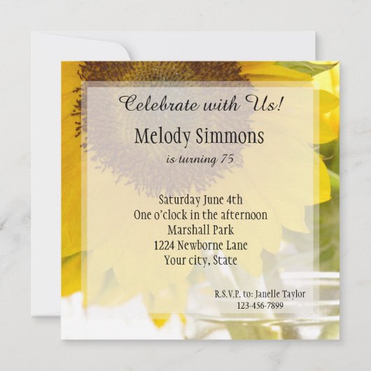 Zonnebloemen in een Mason Jar Verjaardag Kaart (Achterkant)