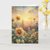 Zonnebloemen in een Meadow Birthday Kaart (Gele Bloem)