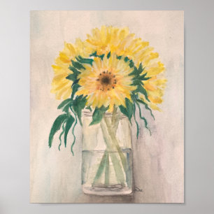 Zonnebloemen in een Poster van het Canvas van de P