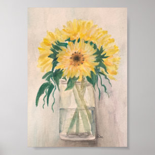 Zonnebloemen in een Poster van het premiumcanvas (