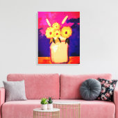 Zonnebloemen in een pot canvas afdruk (Insitu (Woonkamer))