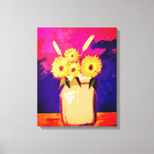 Zonnebloemen in een pot canvas afdruk