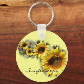 Zonnebloemen in een rij sleutelhanger (Voorkant)