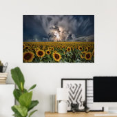 Zonnebloemen in een Storm Poster (Thuiskantoor)