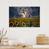 Zonnebloemen in een Storm Poster (Keuken)