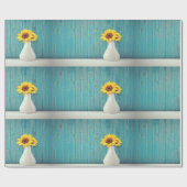 Zonnebloemen in een vaas cadeaupapier (Vlak)