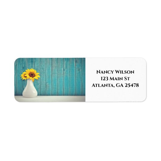 Zonnebloemen in een vaas etiket (Voorkant)