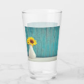 Zonnebloemen in een vaas glas (Achterkant)