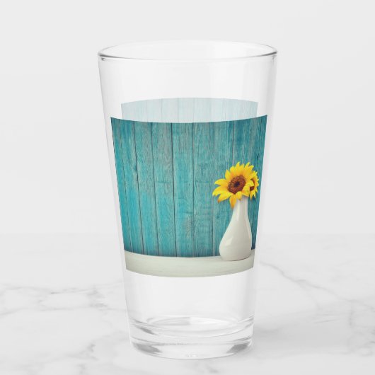 Zonnebloemen in een vaas glas (Voorkant)