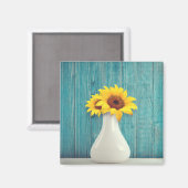 Zonnebloemen in een vaas magneet (Voorkant / Achterkant)