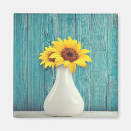 Zonnebloemen in een vaas magneet