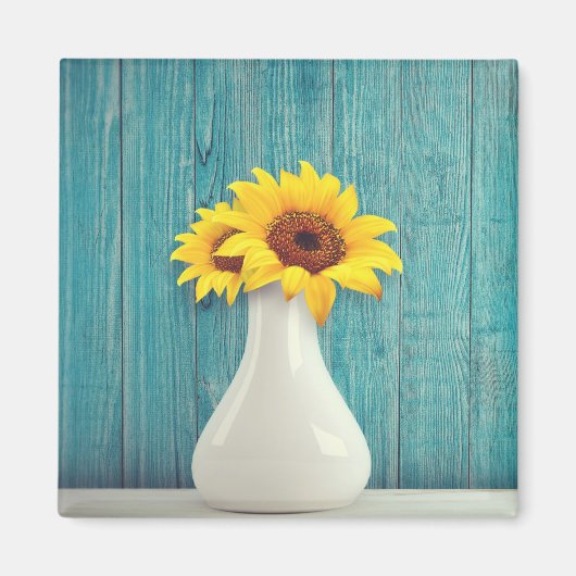 Zonnebloemen in een vaas magneet (Voorkant)