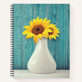 Zonnebloemen in een vaas notitieboek