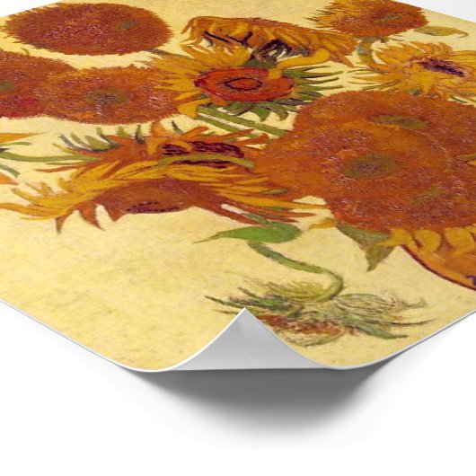 Zonnebloemen in een Vase (F454) Van Gogh Fine Art Poster (Hoek)