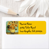 Zonnebloemen in een Vase (F455) Van Gogh Fine Art Etiket (Insitu)