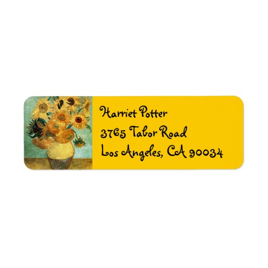 Zonnebloemen in een Vase (F455) Van Gogh Fine Art Etiket (Voorkant)