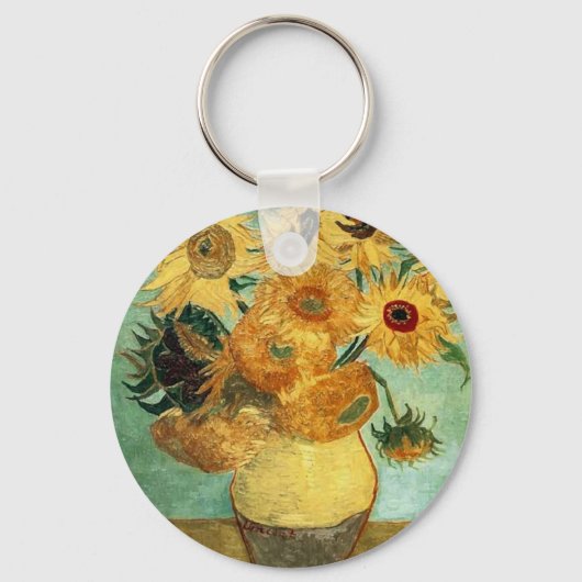 Zonnebloemen in een Vase (F455) Van Gogh Fine Art Sleutelhanger (Voorkant)