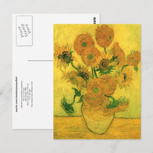 Zonnebloemen in een Vase (F457) Van Gogh Fine Art Briefkaart (Voorkant / Achterkant)
