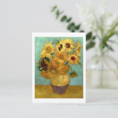 Zonnebloemen in een Vase Van Gogh Fine Art Briefkaart (Staand voorkant)
