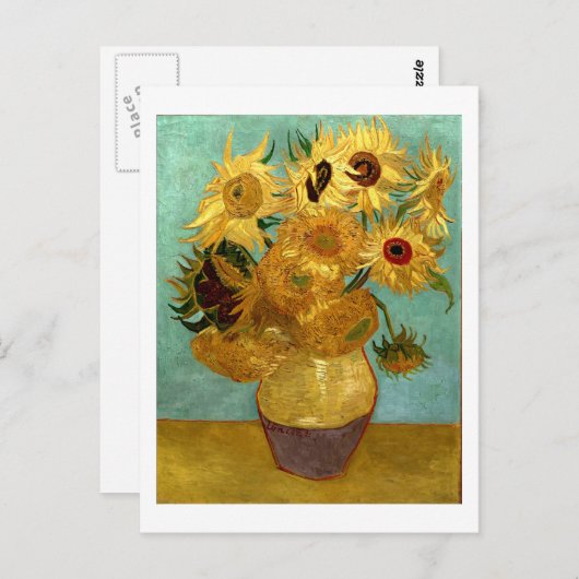 Zonnebloemen in een Vase Van Gogh Fine Art Briefkaart (Voorkant / Achterkant)