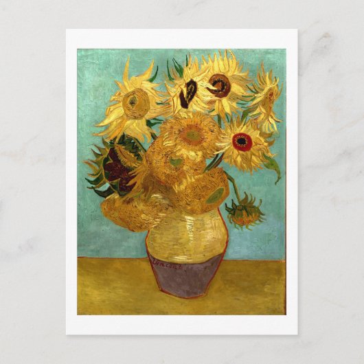 Zonnebloemen in een Vase Van Gogh Fine Art Briefkaart (Voorkant)