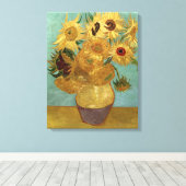 Zonnebloemen in een Vase Van Gogh Fine Art Canvas Afdruk (Insitu (Houten vloer))