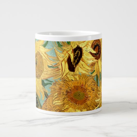 Zonnebloemen in een Vase Van Gogh Fine Art Grote Koffiekop (Voorkant)