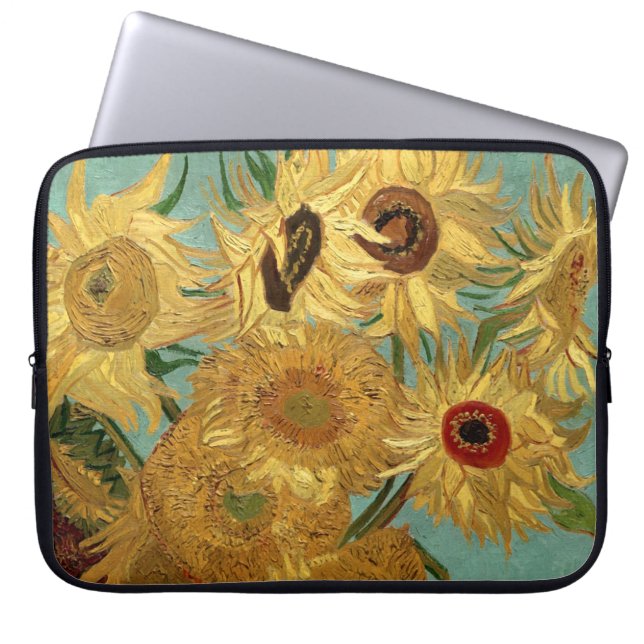 Zonnebloemen in een Vase Van Gogh Fine Art Laptop Sleeve (Voorkant)