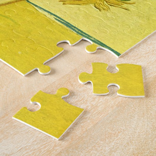 Zonnebloemen in een Vase Van Gogh Fine Art Legpuzzel (Zijkant)