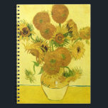 Zonnebloemen in een Vase Van Gogh Fine Art Notitieboek<br><div class="desc">Toch leven: Vase met vijftien zonnebloemen, Vincent van Gogh, Arles, augustus 1888. Vase met twaalf zonnebloemen is de vierde versie van de tweede zonnebloemen van Vincent van Gogh, die in augustus 1888 in Arles is geschilderd. Olie op doek, 93 x 73 cm. National Gallery, Londen. F 454, JH 1562 Vincent...</div>
