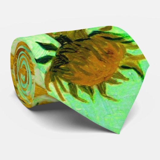 Zonnebloemen in een Vase Van Gogh Fine Art Stropdas (Opgerold)