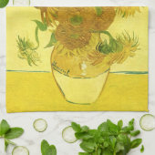 Zonnebloemen in een Vase Van Gogh Fine Art Theedoek (Gevouwen)