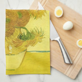 Zonnebloemen in een Vase Van Gogh Fine Art Theedoek (Quarter Fold)