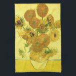 Zonnebloemen in een Vase Van Gogh Fine Art Theedoek<br><div class="desc">Toch leven: Vase met vijftien zonnebloemen, Vincent van Gogh, Arles, augustus 1888. Vase met twaalf zonnebloemen is de vierde versie van de tweede zonnebloemen van Vincent van Gogh, die in augustus 1888 in Arles is geschilderd. Olie op doek, 93 x 73 cm. National Gallery, Londen. F 454, JH 1562 Vincent...</div>