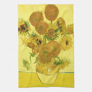 Zonnebloemen in een Vase Van Gogh Fine Art Theedoek